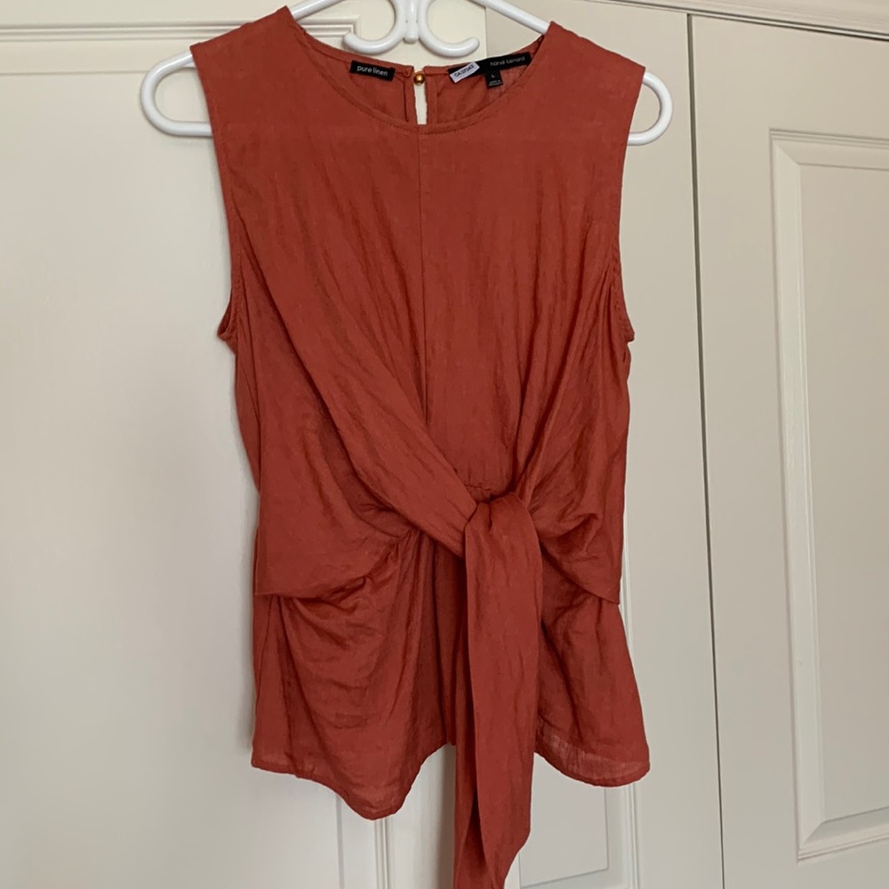 Pure Linen Harve Benard Rust Sleeveless Top